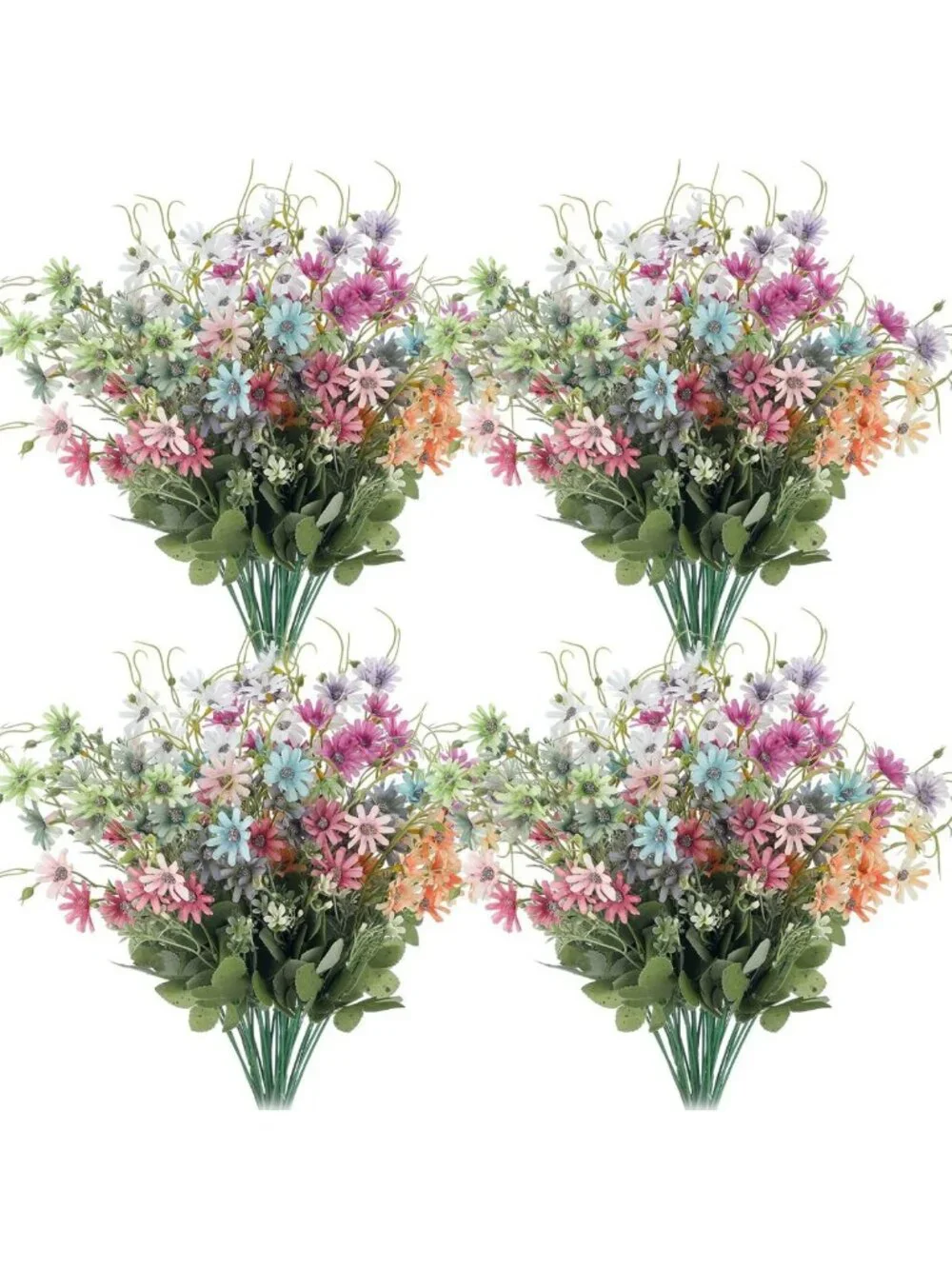 24 Pcs Wildflower Silk Daisy Bouquets - UV Resistant Faux Greenery for Home